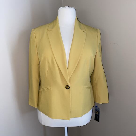 EVAN PICONE Black Label YELLOW ONE BUTTON LINED BLAZER Plus SIZE 18 - Picture 1 of 11